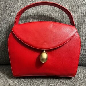 La Bagagerie Jean Marlaix Vintage Red Leather Handbag